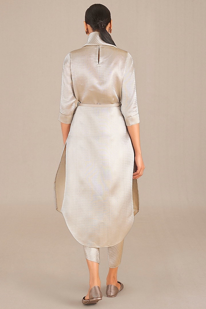 Silver Metallic & Brocade Woven Tunic Set by AMPM at Pernia's Pop Up Shop