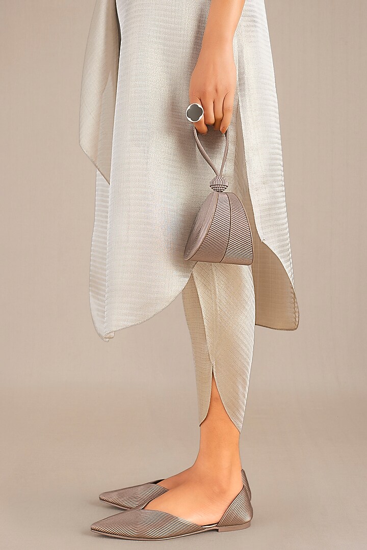 Silver Metallic & Brocade Woven Tunic Set by AMPM at Pernia's Pop Up Shop