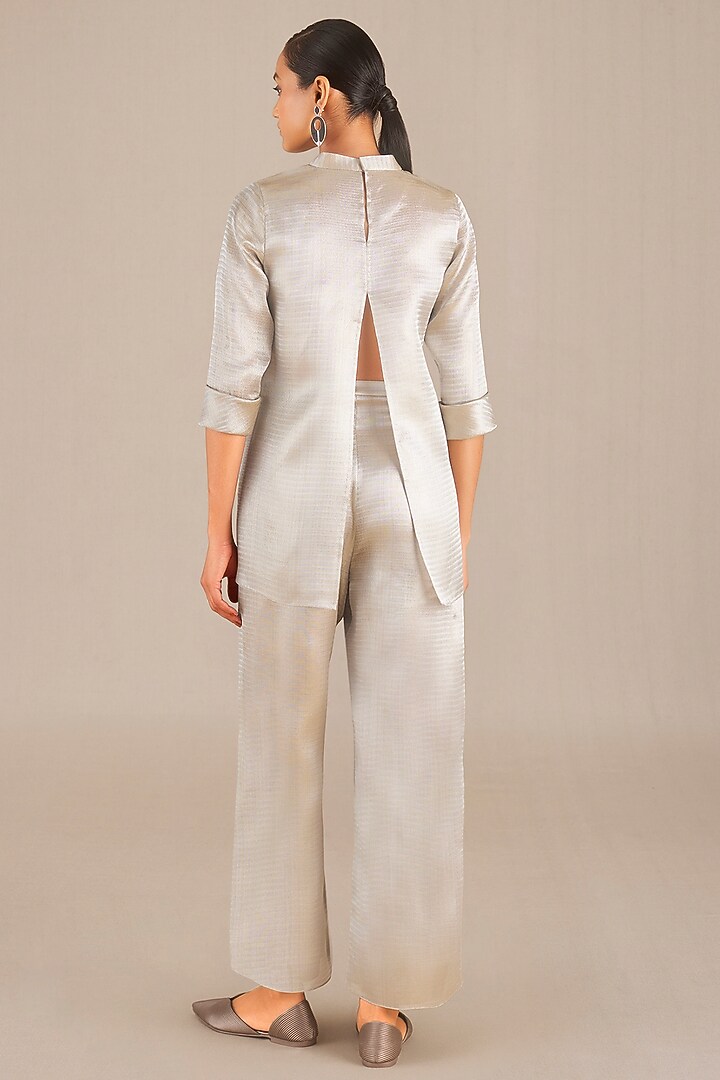 Silver Luxe Metallic Woven Tunic Set by AMPM at Pernia's Pop Up Shop