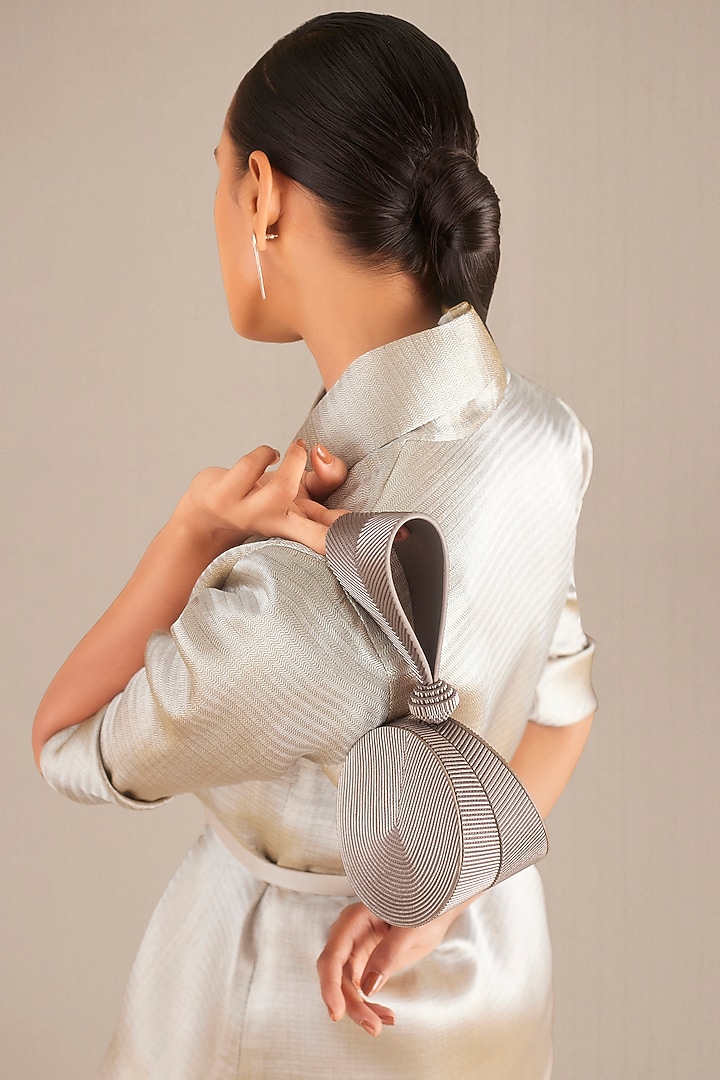 Silver Metallic & Brocade Woven Cape Set by AMPM at Pernia's Pop Up Shop