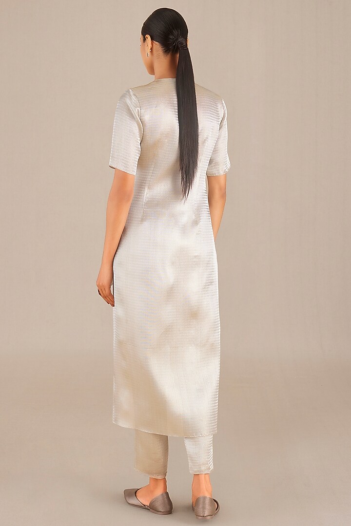 Silver Metallic & Brocade Woven Tunic Set by AMPM at Pernia's Pop Up Shop