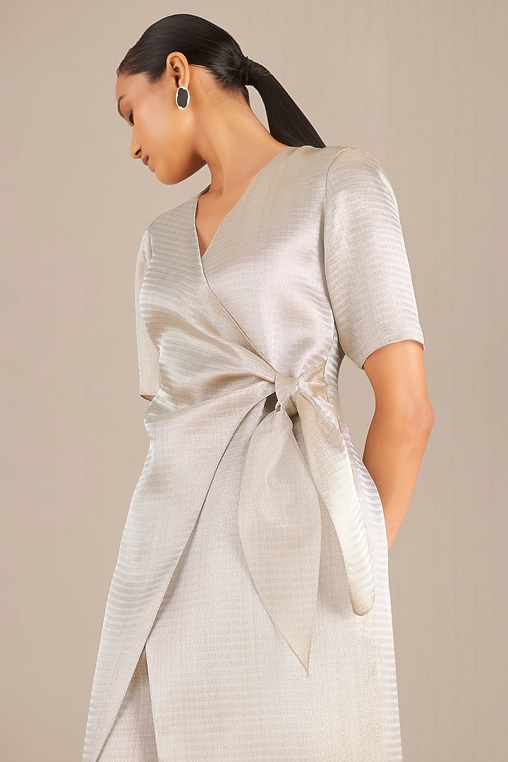 Silver Metallic & Brocade Woven Tunic Set by AMPM at Pernia's Pop Up Shop
