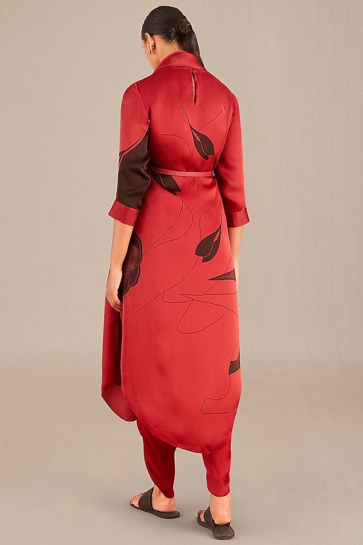 Red & Black Organza Satin Tunic Set by AMPM at Pernia's Pop Up Shop