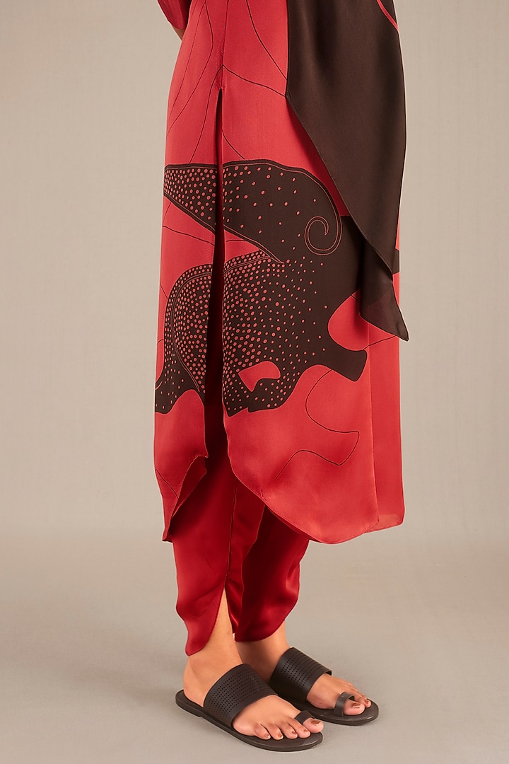Red & Black Organza Satin Tunic Set by AMPM at Pernia's Pop Up Shop