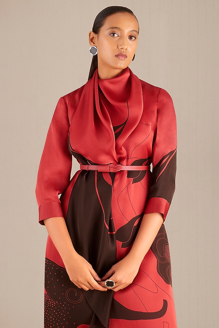 Red & Black Organza Satin Tunic Set by AMPM at Pernia's Pop Up Shop