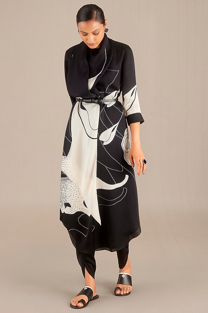 Black & White Organza Satin Tunic Set by AMPM at Pernia's Pop Up Shop