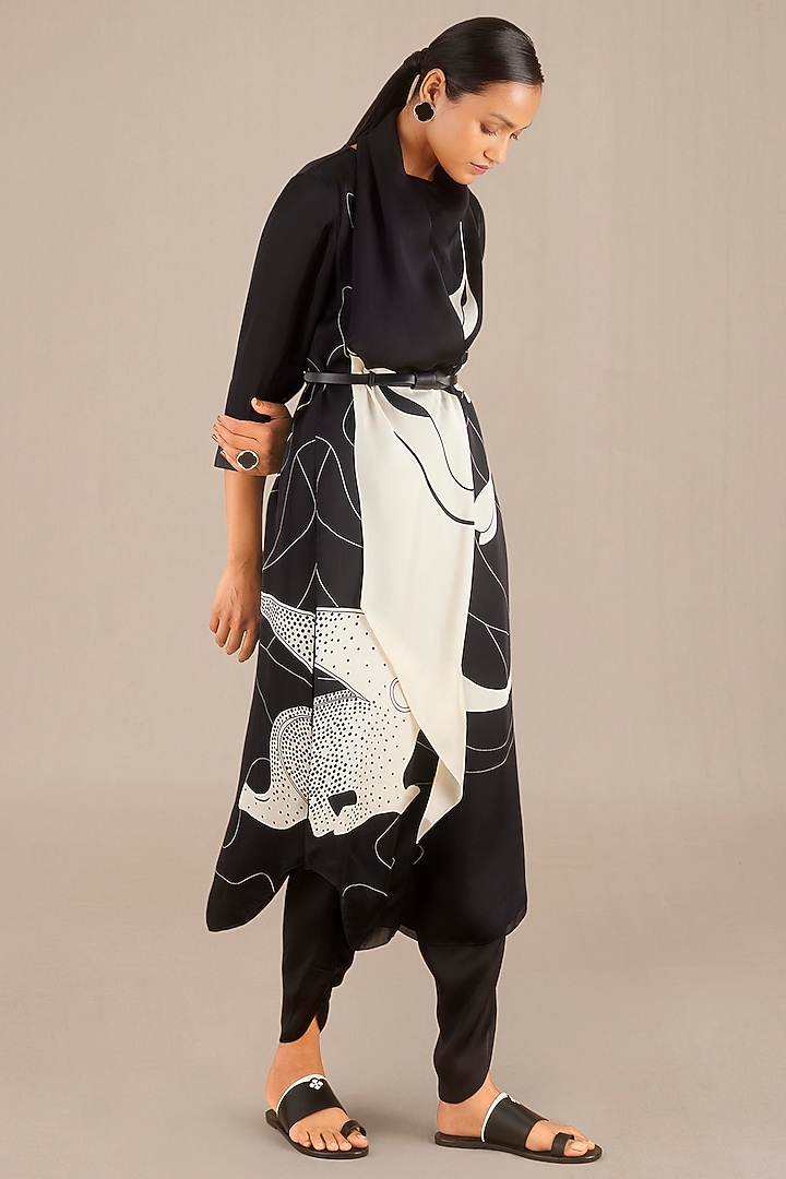 Black & White Organza Satin Tunic Set by AMPM at Pernia's Pop Up Shop