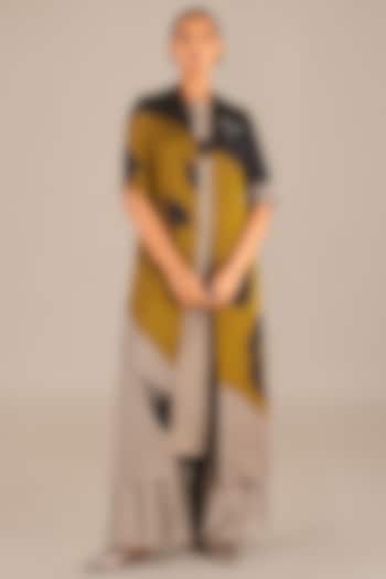 Camel Colored Organza Satin Jacket Set by AMPM at Pernia's Pop Up Shop