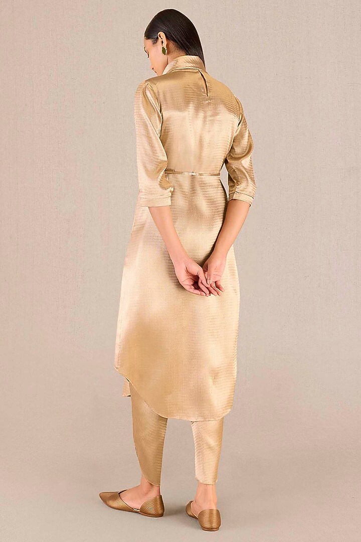Metallic Gold Brocade Draped Tunic Set by AMPM at Pernia's Pop Up Shop
