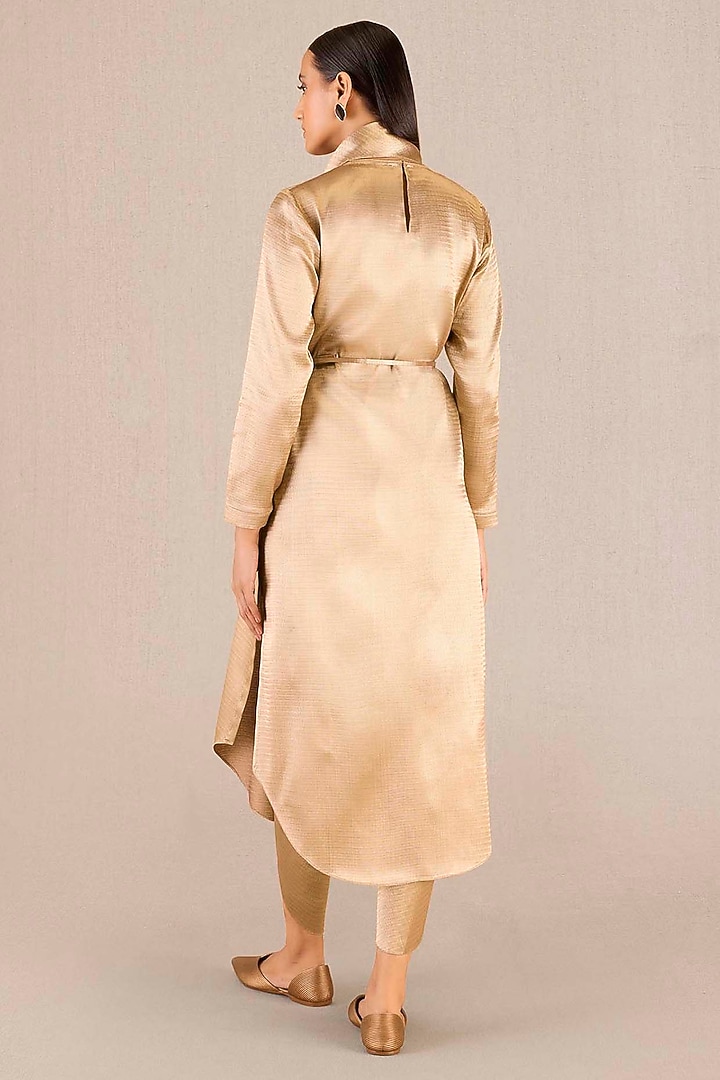 Metallic Gold Brocade Draped Tunic Set by AMPM at Pernia's Pop Up Shop