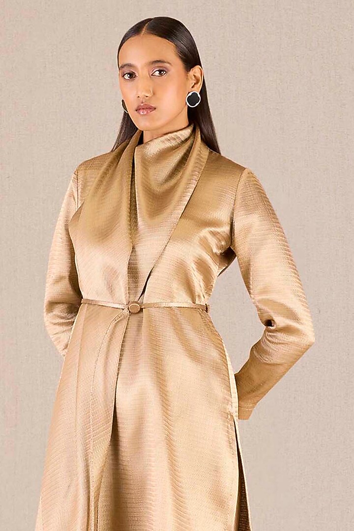 Metallic Gold Brocade Draped Tunic Set by AMPM at Pernia's Pop Up Shop