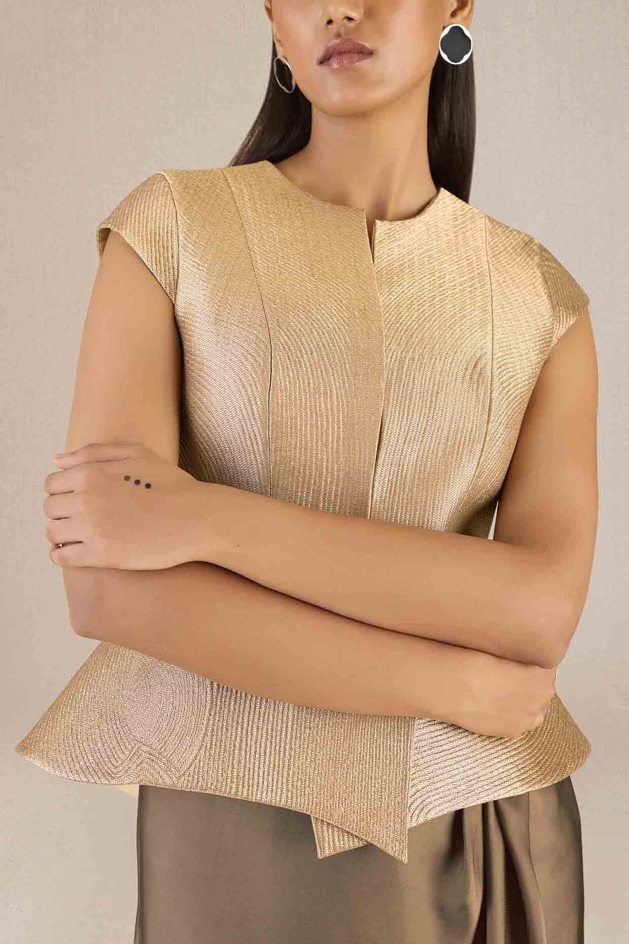 【S】Acka / jacquard peplum bustie Acka jacquard peplum bustier