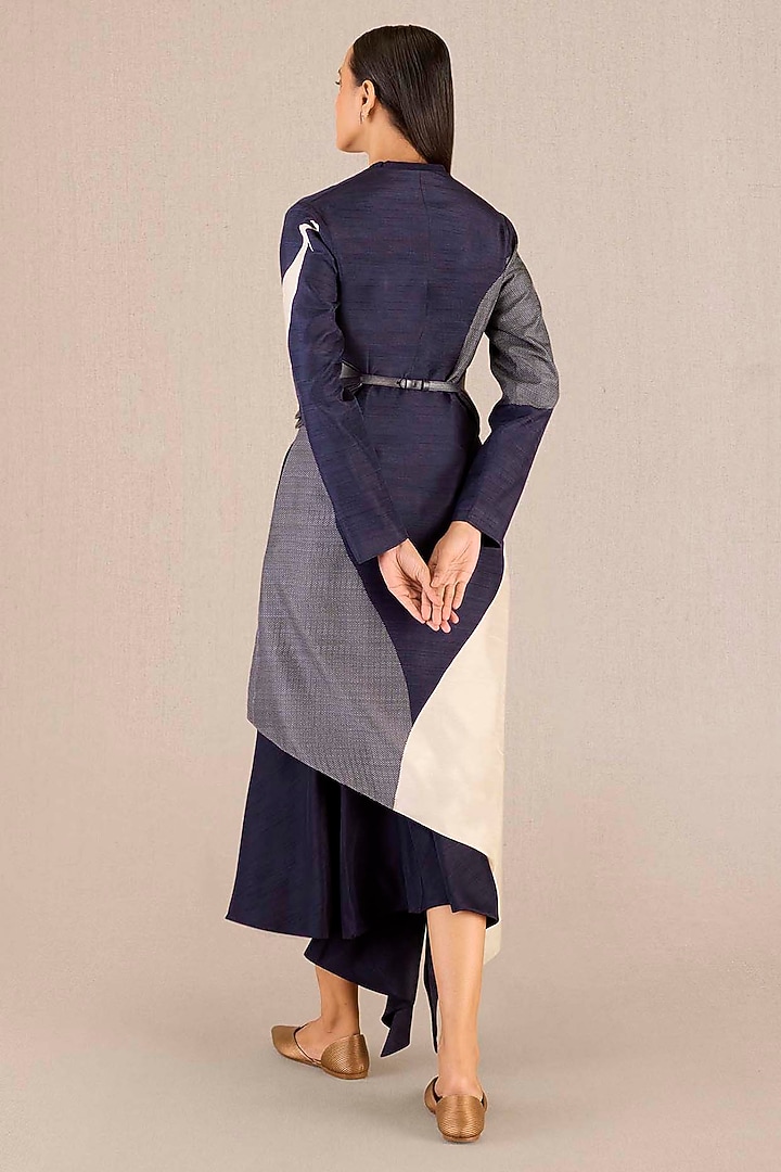 Dark Purple Rose Silk Printed Asymmetric Jacket Set by AMPM at Pernia's Pop Up Shop