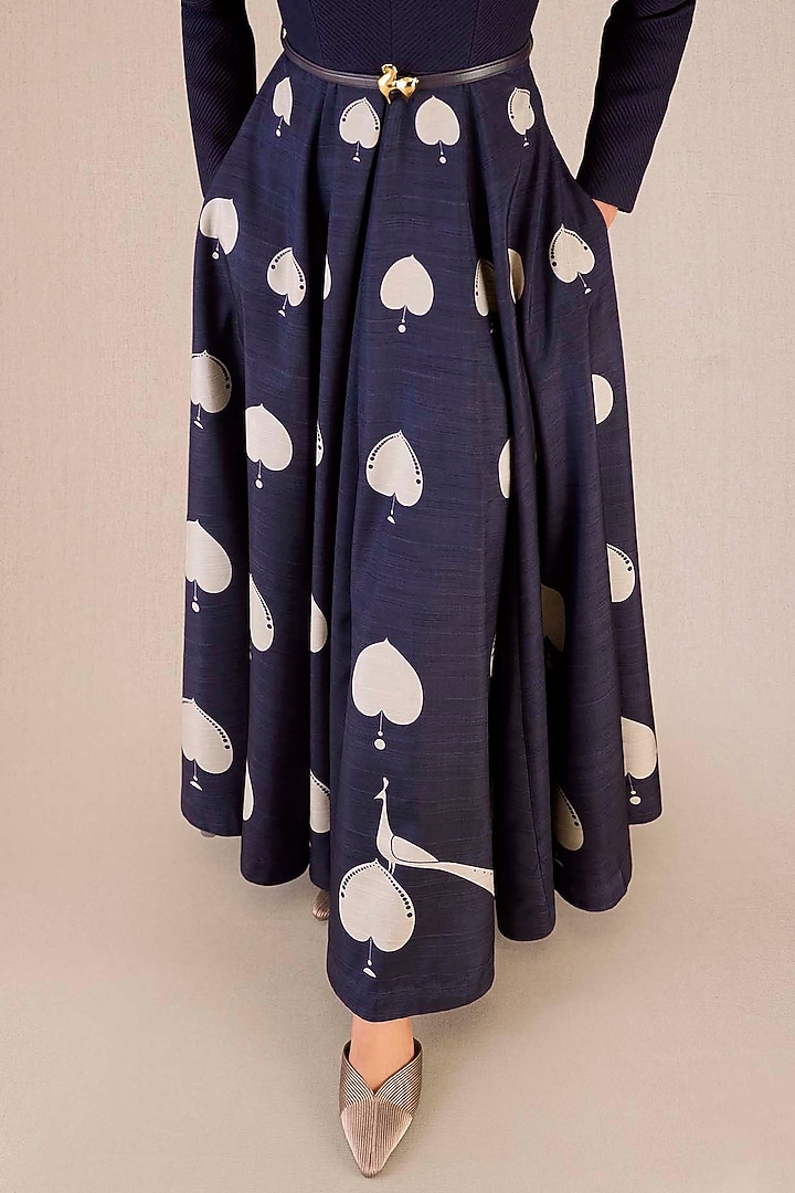 Dark Purple Rose Silk Peacock Printed Maxi Party Wear Dress With Belt by AMPM at Pernia's Pop Up Shop
