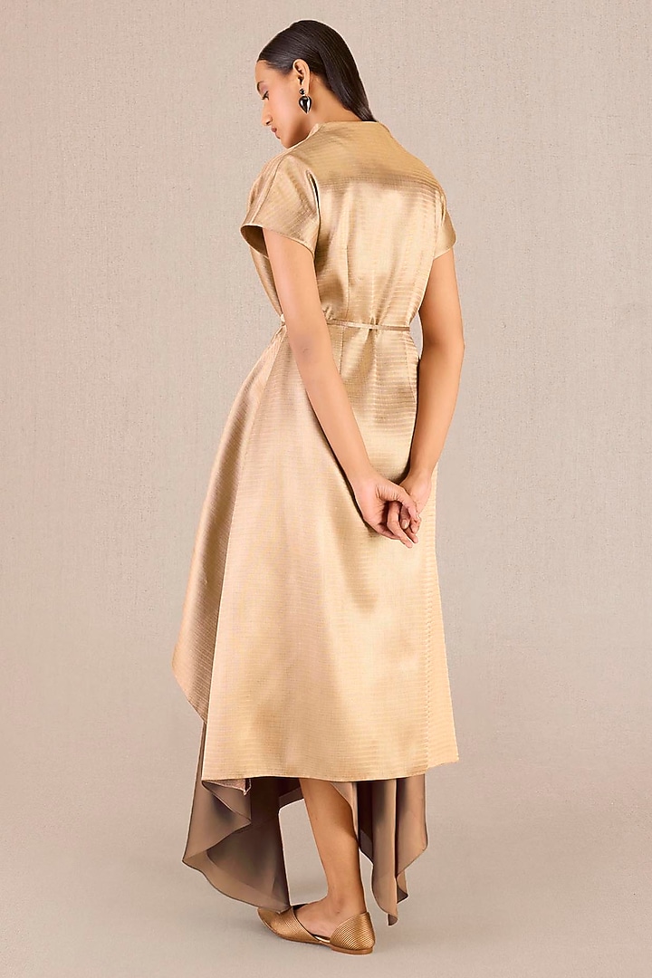 Metallic Gold Brocade Draped Jacket Set by AMPM at Pernia's Pop Up Shop