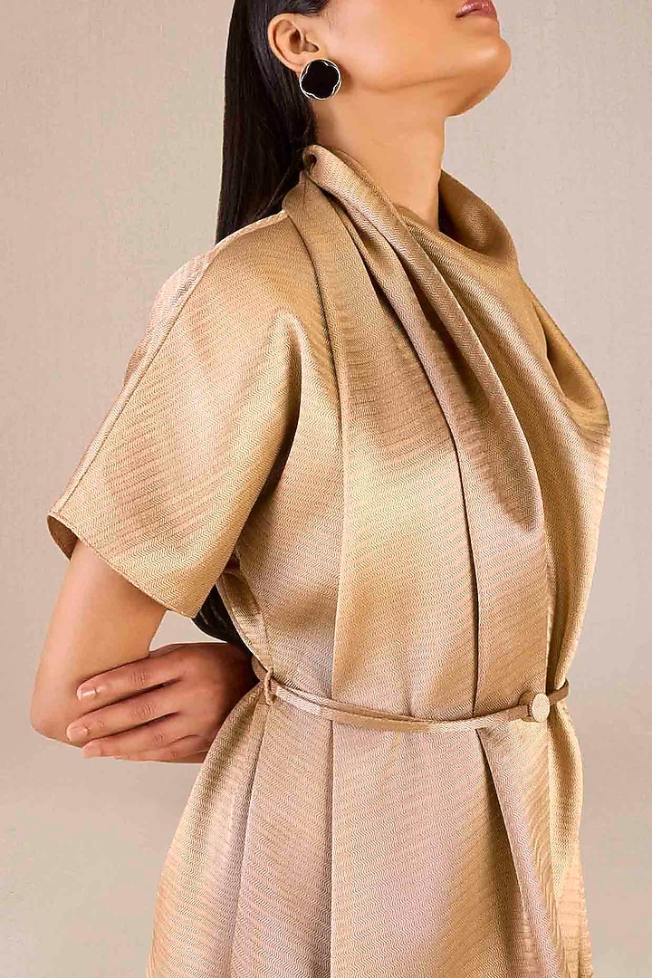 Beige Satin Palazzo Pant Set by AMPM at Pernia's Pop Up Shop