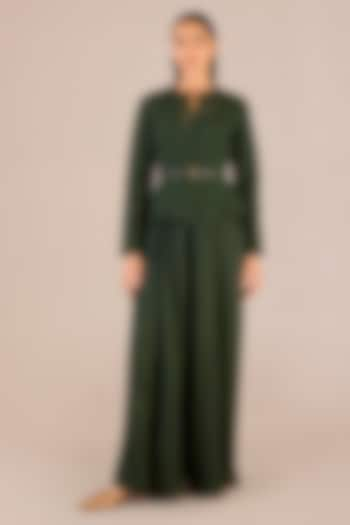 Dark Green Chanderi Structured Jacket Set by AMPM at Pernia's Pop Up Shop