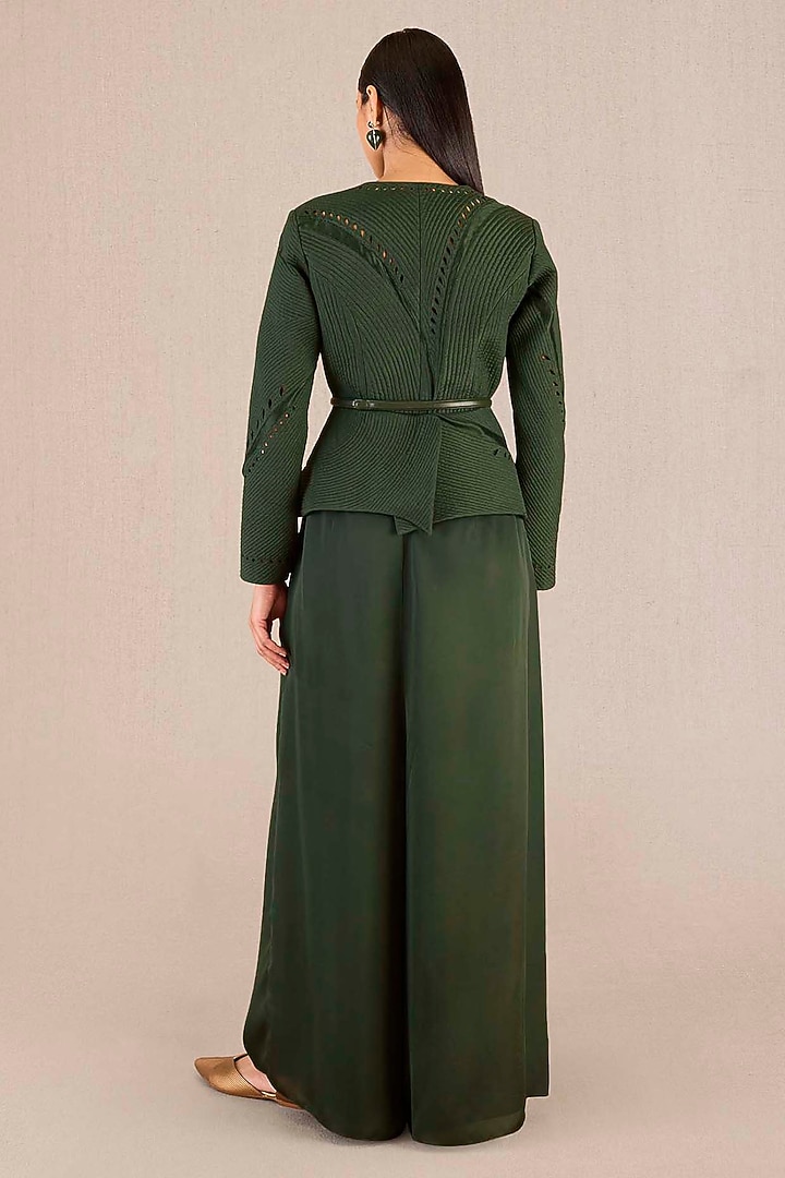 Dark Green Chanderi Structured Jacket Set by AMPM at Pernia's Pop Up Shop