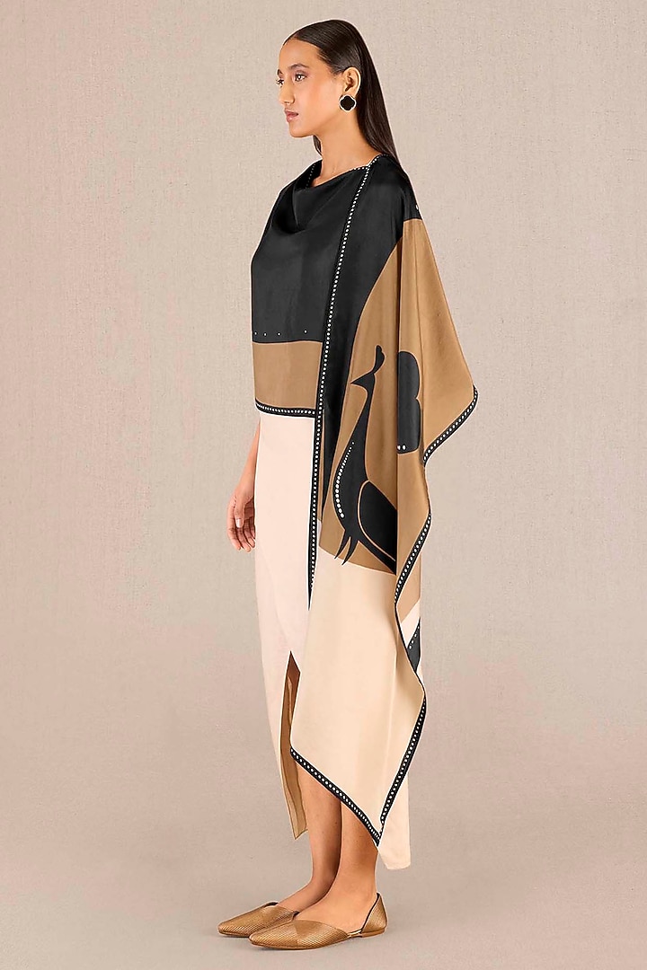 Black Silk Color-Blocked Scarf by AMPM at Pernia's Pop Up Shop