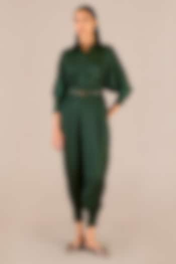 Dark Green Cupro Co-Ord Set by AMPM at Pernia's Pop Up Shop