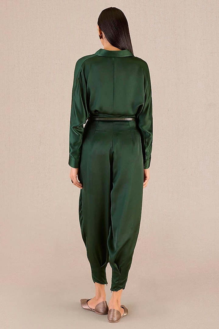 Dark Green Cupro Co-Ord Set by AMPM at Pernia's Pop Up Shop