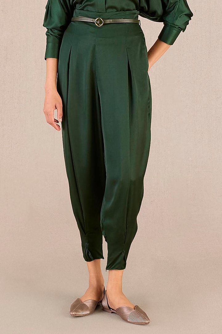 Dark Green Cupro Co-Ord Set by AMPM at Pernia's Pop Up Shop