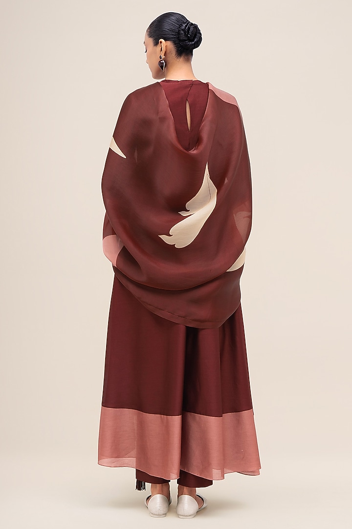 Brick Red Chanderi Kurta Set by AMPM at Pernia's Pop Up Shop