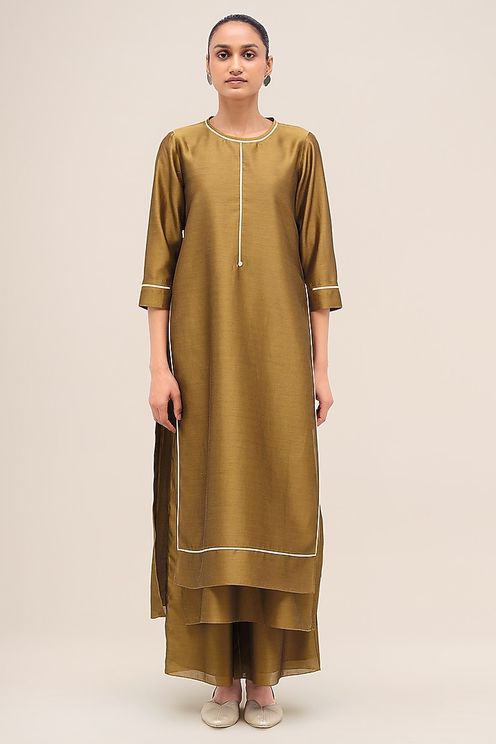 Olive Chanderi Kurta Set by AMPM at Pernia's Pop Up Shop