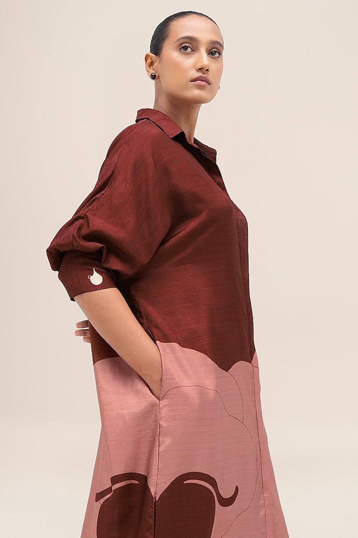 Blush Pink & Ivory Rose Silk Printed Tunic Set by AMPM at Pernia's Pop Up Shop