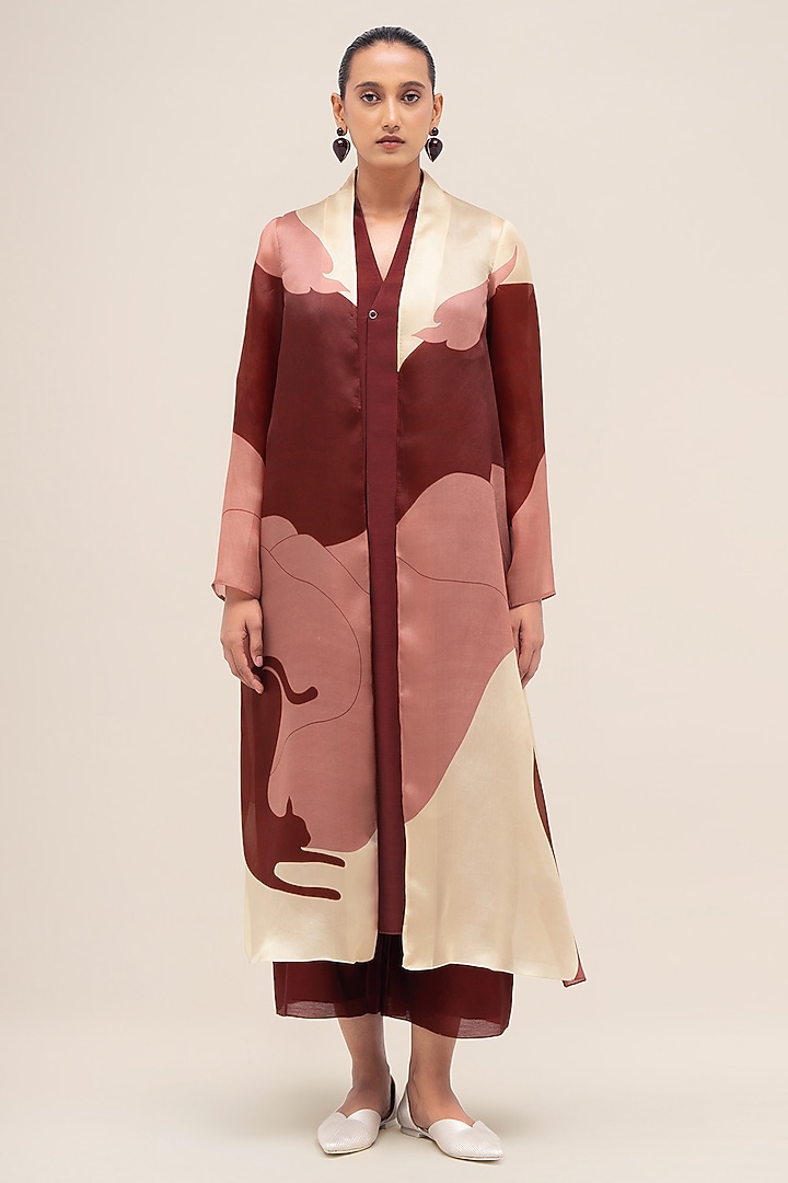 Multi-Colored Silk Organza Printed Jacket Set by AMPM at Pernia's Pop Up Shop