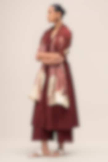 Brick Red Silk Printed Scarf by AMPM at Pernia's Pop Up Shop