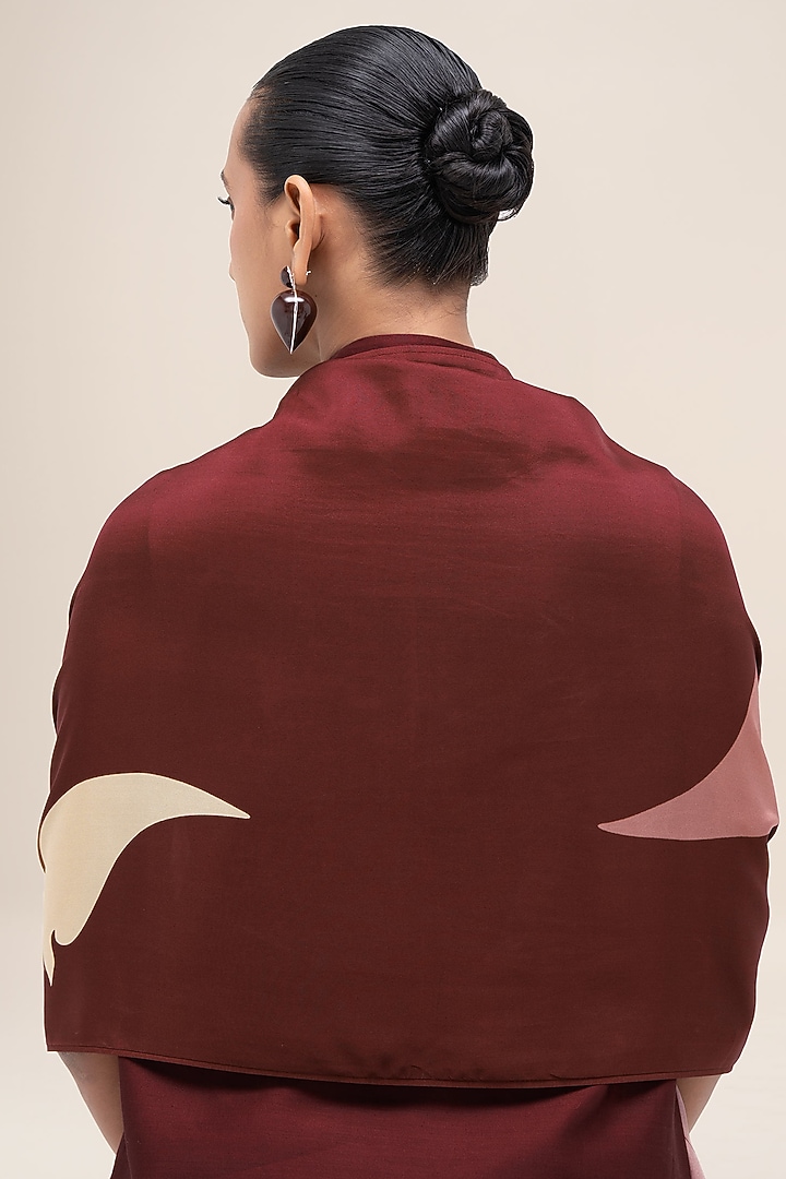 Brick Red Silk Printed Scarf by AMPM at Pernia's Pop Up Shop
