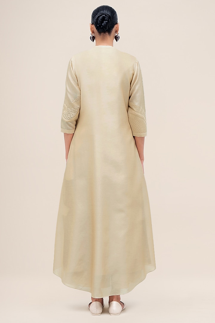 Bone Ivory Chanderi Embroidered Jacket Set by AMPM at Pernia's Pop Up Shop