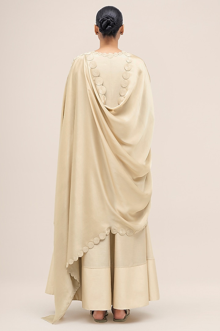 Bone Ivory Chanderi Silk Thread Embroidered Kurta Set by AMPM at Pernia's Pop Up Shop