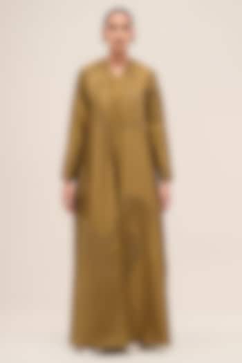 Olive Chanderi Silk Thread Work Abaya Set by AMPM at Pernia's Pop Up Shop
