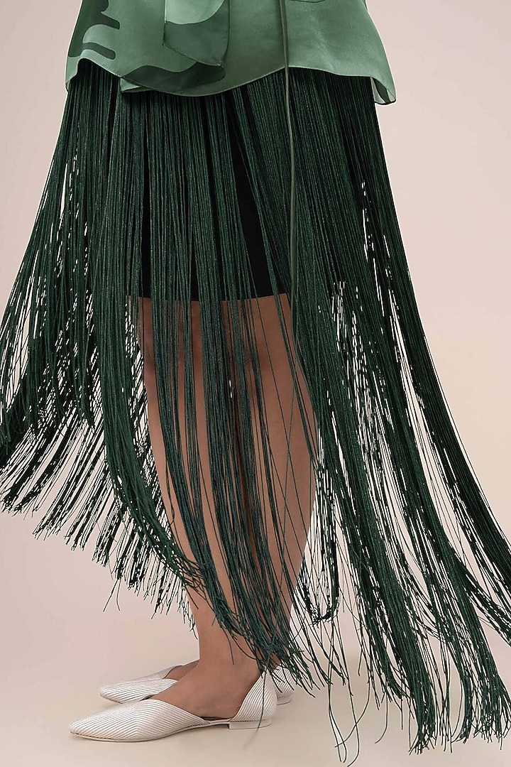 Bottle Green Cupro Asymmetrical Skirt by AMPM at Pernia's Pop Up Shop