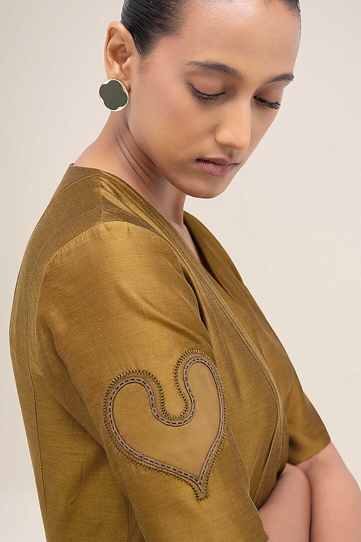 Olive Chanderi Colour Blocked Cocktail Dress by AMPM at Pernia's Pop Up Shop