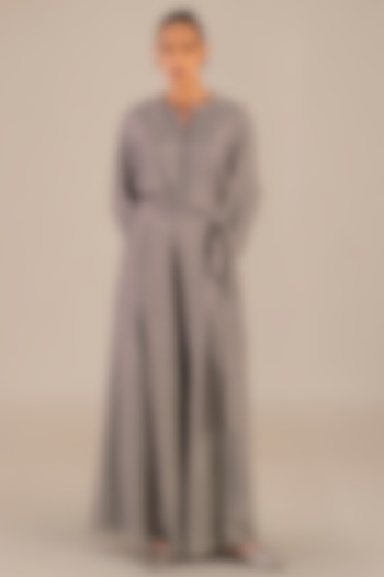 Beige & Burgundy Silk Printed Co-Ord Set by AMPM at Pernia's Pop Up Shop