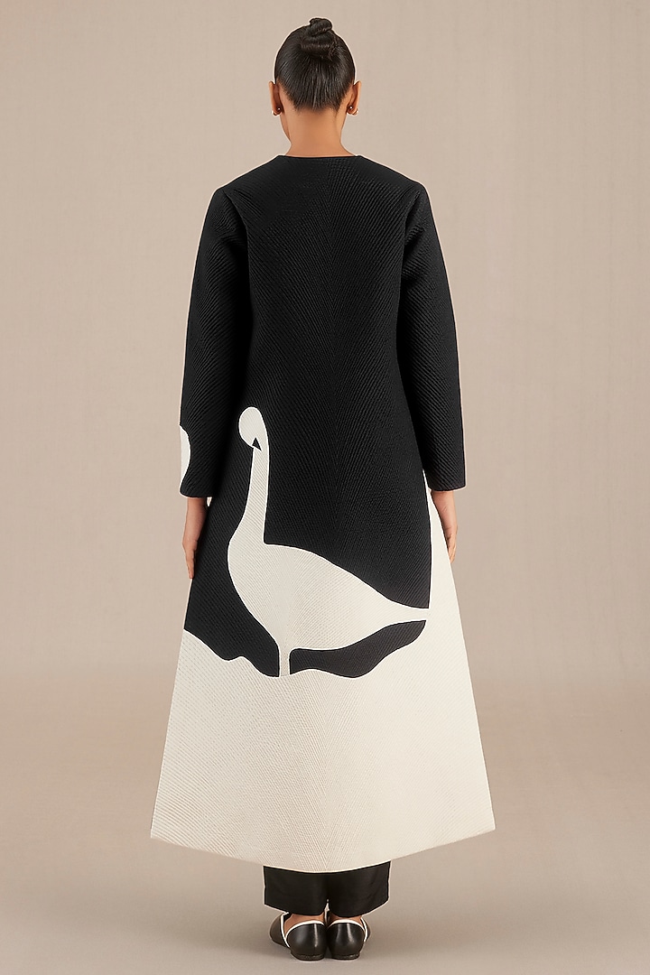 Black & Ivory Silk Embroidered Structured Jacket by AMPM at Pernia's Pop Up Shop