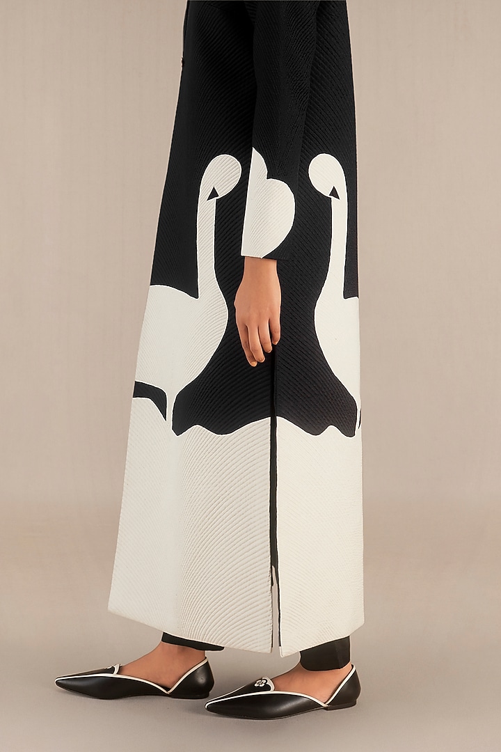 Black & Ivory Silk Embroidered Structured Jacket by AMPM at Pernia's Pop Up Shop