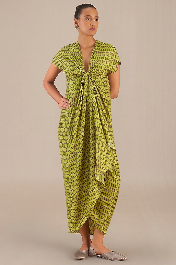 Leaf Green Printed Dress by AMPM at Pernia's Pop Up Shop