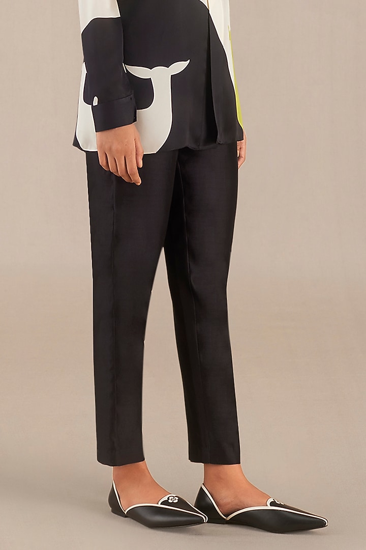Ivory & Black Satin Printed Co-Ord Set by AMPM at Pernia's Pop Up Shop