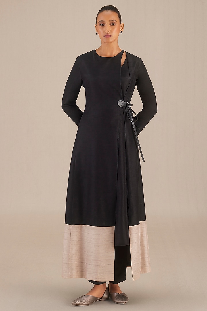 Black Silk Embroidered Tunic Set by AMPM at Pernia's Pop Up Shop