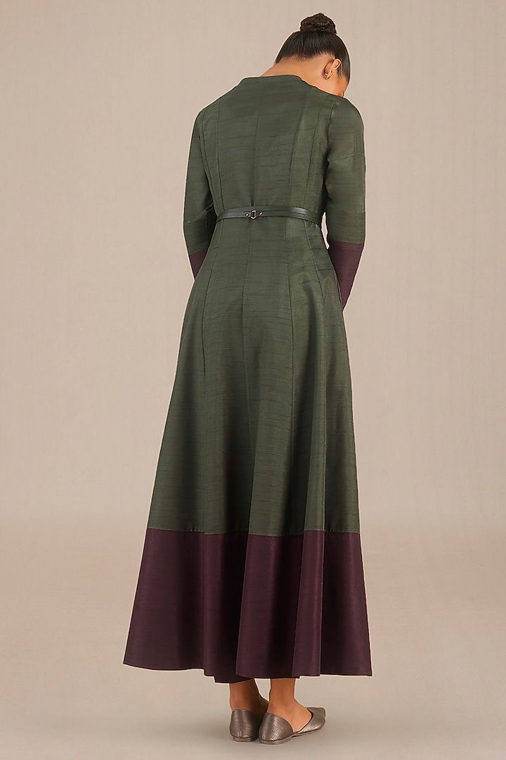 Olive Green Silk Jacket Set by AMPM at Pernia's Pop Up Shop