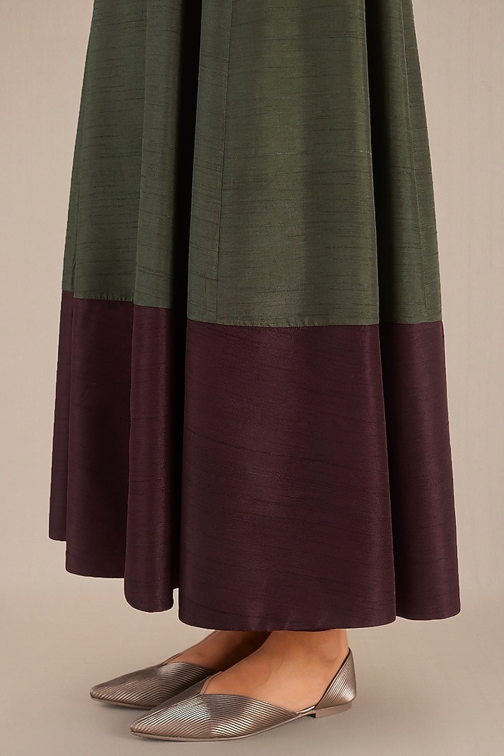 Olive Green Silk Jacket Set by AMPM at Pernia's Pop Up Shop
