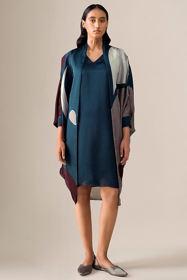 Multi-Colored Satin Organza Kimono Cape Set by AMPM at Pernia's Pop Up Shop