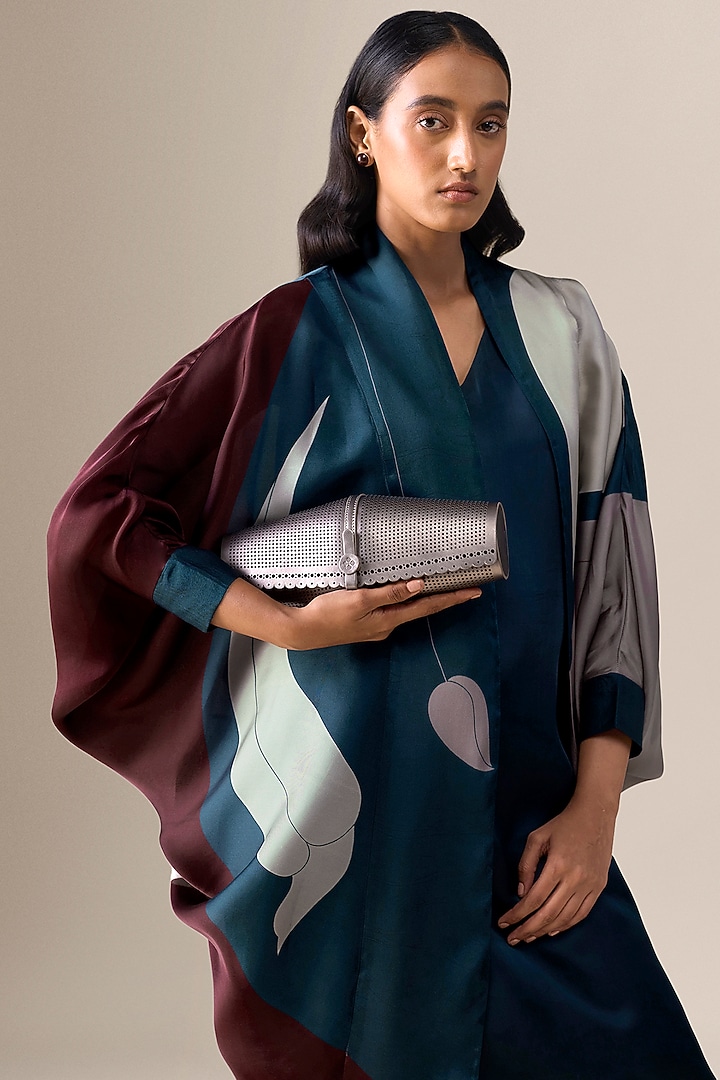 Multi-Colored Satin Organza Kimono Cape Set by AMPM at Pernia's Pop Up Shop