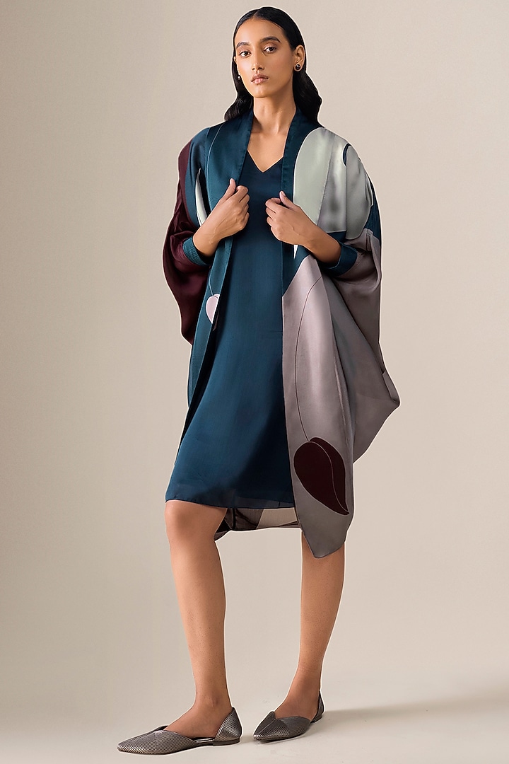 Multi-Colored Satin Organza Kimono Cape Set by AMPM at Pernia's Pop Up Shop