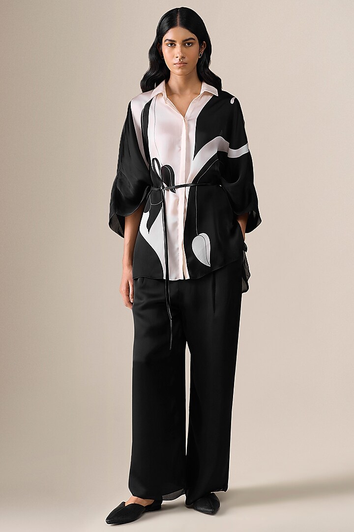 Black & Ivory Satin Organza Co-Ord Set by AMPM at Pernia's Pop Up Shop