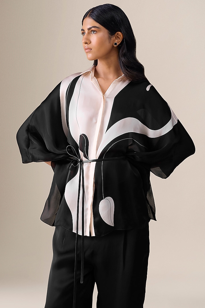 Black & Ivory Satin Organza Co-Ord Set by AMPM at Pernia's Pop Up Shop